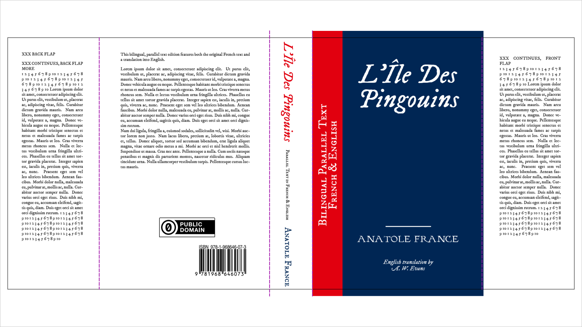 Dustjacket showing trim lines and fold lines