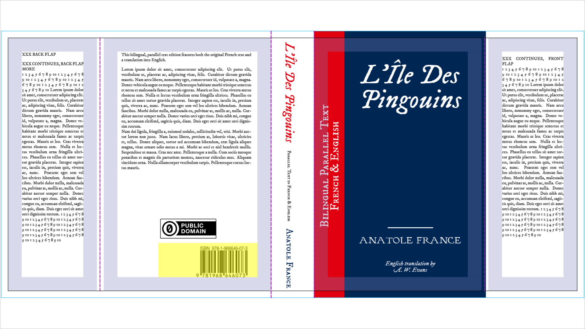 Dustjacket with flaps and fold lines