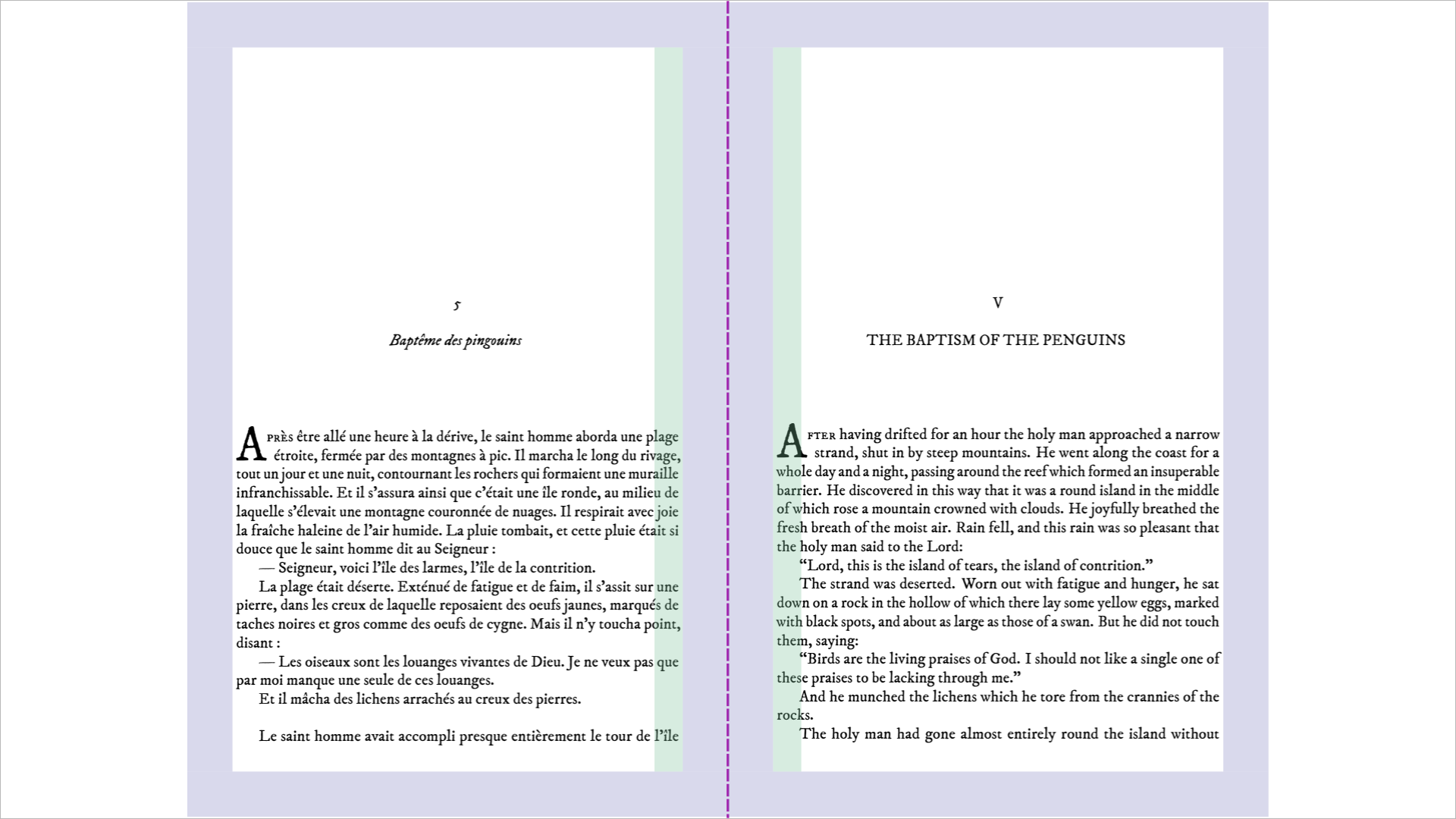 Gutter and safety margins overlays in side-by-side view