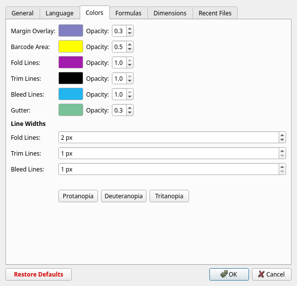 Preferences dialog Colors tab